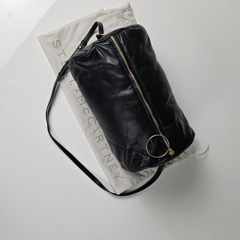 Stella McCartney Alter Nappa Weekend Travel Crossbody Duffle Bag Black Gold - Picture 2 of 13